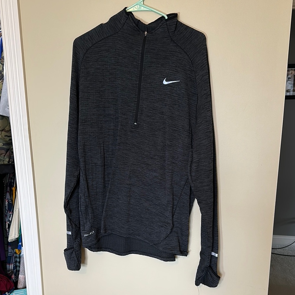 Black Half-Zip Pullover with Reflective Detail